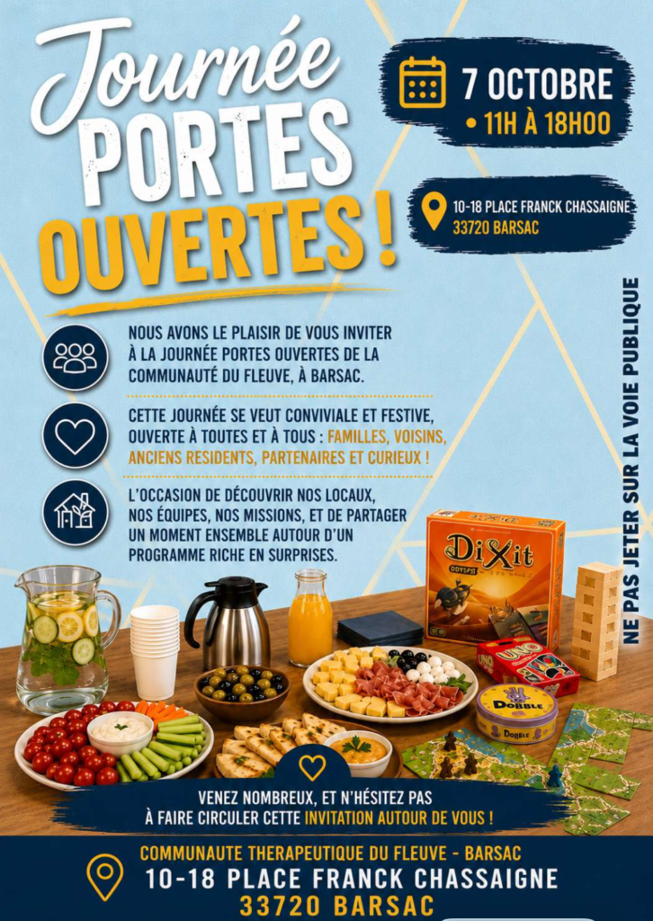 Journée portes ouvertes le 7 octobre de 11h à 18h, au csapa résidentiel de Barsac, 10-18 place Franck Chassaigne, 33720 Barsac